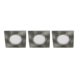 Set 3x Bella Ondiepe LED spot kantelbaar 5Watt vierkant NIKKEL IP65 dimbaar