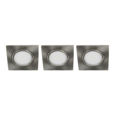 Set 3x Bella Ondiepe LED spot kantelbaar 5Watt vierkant NIKKEL dimbaar - interne driver