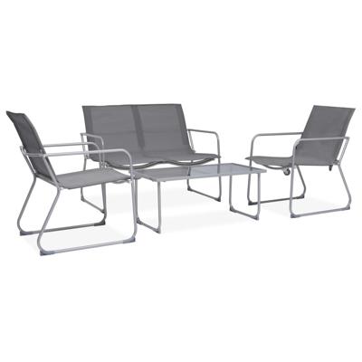 4-delige Loungeset stof en staal grijs