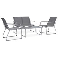 4-delige Loungeset stof en staal grijs