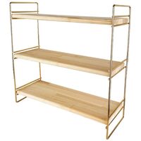 Keukenrek/opbergrek/aanrecht organizer - goud - 40 x 16 x 40 cm - hout/metaal - thumbnail