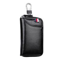 9102 multifunctionele taille opknoping lederen rits portemonnee sleutels houder zak (zwart)