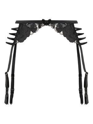 Fleur Du Mal Zijden jarretelgordel - Zwart