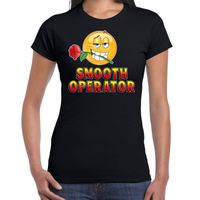 Funny emoticon t-shirt Smooth operator zwart voor dames - thumbnail