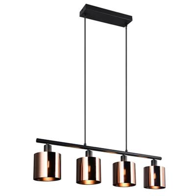 Trio 4-lichts hanglampJason zwart met koper brons - R36304064