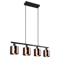 Trio 4-lichts hanglampJason zwart met koper brons - R36304064