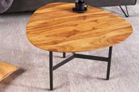Massief houten salontafel BEAUTY BY NATURE 60cm Sheesham steenafwerking niertafel driehoekig metaal - 43747