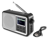 Draagbare DAB radio met Bluetooth - Audizio Parma - wekkerradio - FM radio - retro radio - Zilver - thumbnail