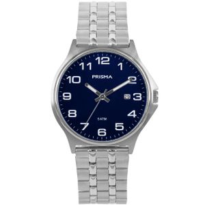 Prisma P.1687.ST Horloge staal zilverkleurig-blauw 39 mm