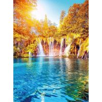 Fotobehang - Waterfall And Lake In Croatia 192x260cm - Vliesbehang