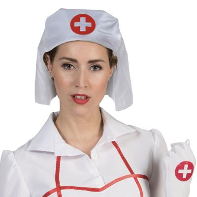 Zuster/verpleegster kapje/hoedje - wit - rood kruis - carnaval verkleed accessoire