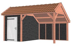 Trendhout Kapschuur De Deel 505x340 cm - Combinatie 1- Kapschuurdak- Onbehandeld lariks Douglas hout- Trendhout
