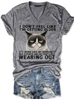 Women's Funny Qoute Grumpy Cat Crew Neck Loose Casual T-Shirt