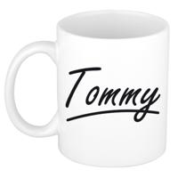 Tommy Naam koffiemok - beker - met sierlijke letters - wit - 300 ml - Cadeau - Heren
