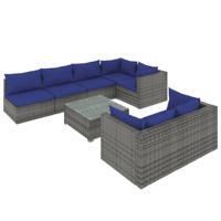 The Living Store Loungeset Poly Rattan - Grijs - 60x60x30cm - Waterbestendig
