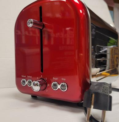 Retro Line - Broodrooster 2 slice (Rood/Zilver)