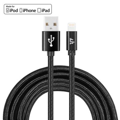 YF-MX04 3m 2.4A MFI gecertificeerde 8-pins naar USB-Nylon weven stijl Data Sync opladen kabel voor iPhone X 8 iPhone iPhone 7 & 7 Plus iPhone 6 &