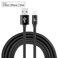 YF-MX04 3m 2.4A MFI gecertificeerde 8-pins naar USB-Nylon weven stijl Data Sync opladen kabel voor iPhone X 8 iPhone iPhone 7 & 7 Plus iPhone 6 &