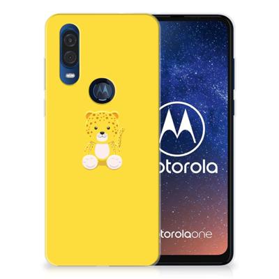Motorola One Vision Telefoonhoesje met Naam Baby Leopard Motorola One Vision Telefoonhoesje met Naam Baby Leopard