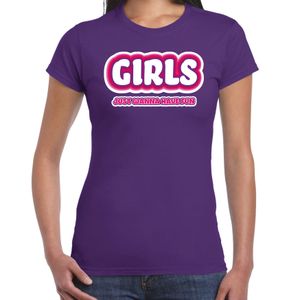 Vrijgezellenfeest verkleed t-shirt dames - Girls Fun - paars - bachelorette feest