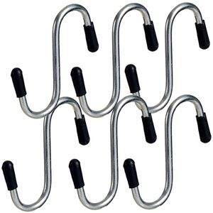 5x stuks S-haken/ophanghaakjes met zwarte beschermlaag 18 cm   -