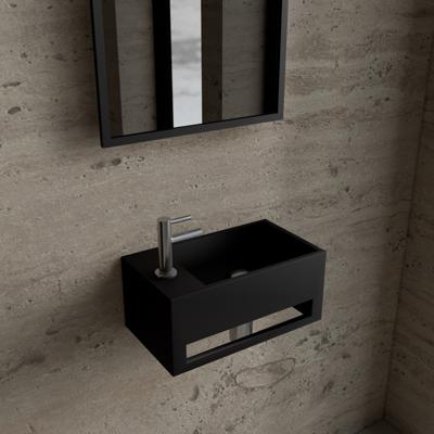 Fonteinset BWS Solid Surface Met Handdoekhouder Links Zwart Chroom Boss & Wessing