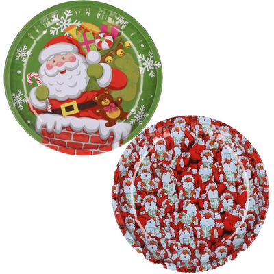 Kerst borden - 2x st - 26 cm - metaal - kerst thema - kerstservies kerst bordjes