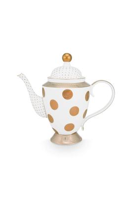 Pip Studio Theepot Dot Delight Wit/Goud 1.25l