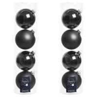 Decoris kerstballen - 8x st - zwart - D10 cm - glas - kerstversiering
