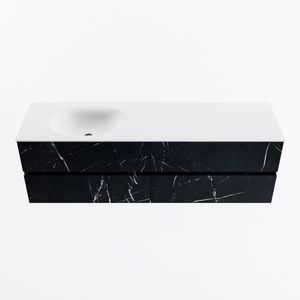 MONDIAZ VICA 160cm badmeubel onderkast Marquina 4 lades. Wastafel MOON links 1 kraangat, kleur Talc.