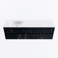 MONDIAZ VICA 160cm badmeubel onderkast Marquina 4 lades. Wastafel MOON links 1 kraangat, kleur Talc.