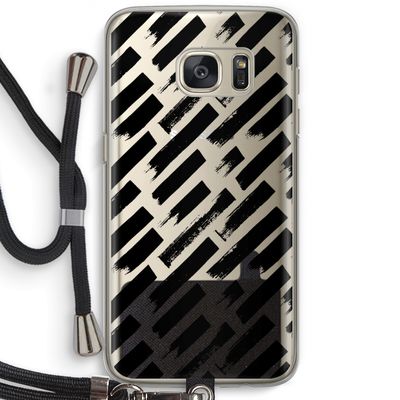 Zwarte vegen: Samsung Galaxy S7 Transparant Hoesje met koord