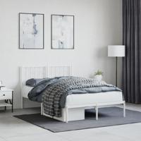Bedframe met hoofdbord metaal wit 120x190 cm