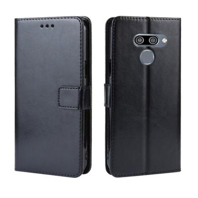 Retro Crazy Horse textuur horizontale Flip lederen case voor LG K50/LG q60 met houder & kaartsleuven & fotolijstjes (zwart)