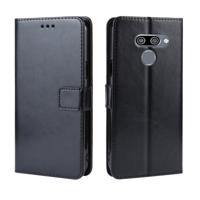 Retro Crazy Horse textuur horizontale Flip lederen case voor LG K50/LG q60 met houder & kaartsleuven & fotolijstjes (zwart)