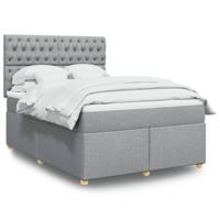 Boxspring met matras stof lichtgrijs 140x190 cm