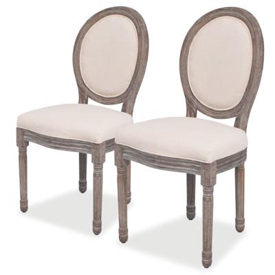 Eetkamerstoelen 2 st stof crèmekleurig