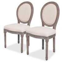 Eetkamerstoelen 2 st stof crèmekleurig