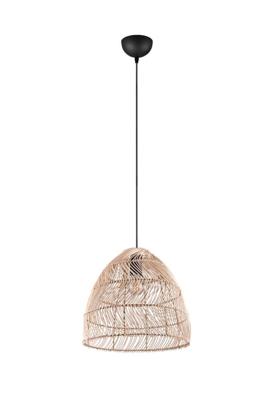 Trio HanglampRike zwart met rotan vlechtwerk - R31131036