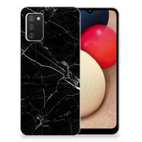 Samsung Galaxy A02s TPU Siliconen Hoesje Marmer Zwart - Origineel Cadeau Vader