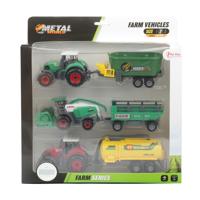 Toi-Toys Metal tractor met aanhanger, 6dlg.