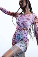 Gedrapeerde kanten jurk - RED - L