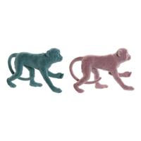 Decoratieve figuren DKD Home Decor Groen Roze Aap Tropisch 31 x 9,5 x 19 cm (2 Stuks)