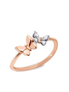 Dodo bague Butterfly en or rose 9ct sertie de diamants