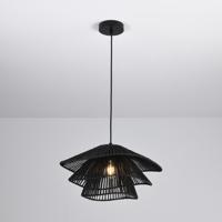 Hanglamp Avanta nero tre - Zwart - E27-fitting - IP20 voor binnen - Gevlochten papieren koord - Golvende vorm in drievoud