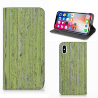 Apple iPhone Xs Max Book Wallet Case Green Wood