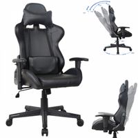 Bureaustoel gamestoel Thomas - racing gaming stijl stoel - ergonomisch - zwart design - thumbnail