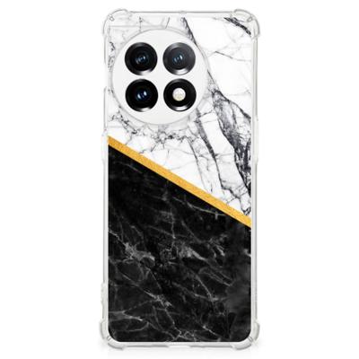 OnePlus 11 Anti-Shock Hoesje Marmer Wit Zwart - Origineel Cadeau Man OnePlus 11 Anti-Shock Hoesje Marmer Wit Zwart - Origineel Cadeau Man