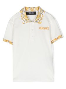 Versace Kids polo en piqué à logo brodé - Blanc