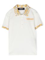 Versace Kids polo en piqué à logo brodé - Blanc